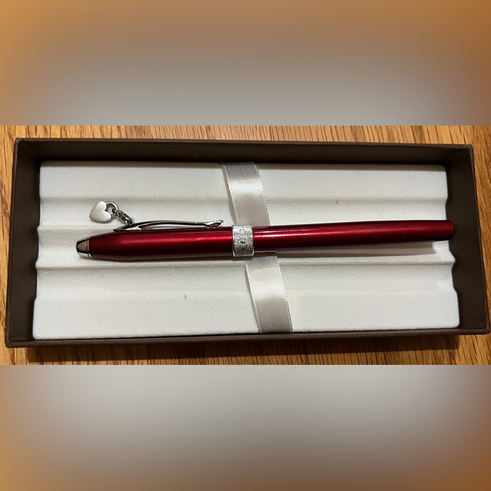 Elegant Red Pen with Silver Accents